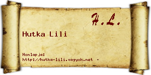 Hutka Lili névjegykártya